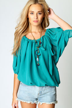 boohoo Veanne Chiffon Gypsy Blouse Female