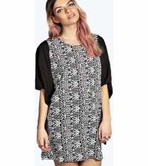 boohoo Vicky Woven Kimono Sleeve Shift Dress - black