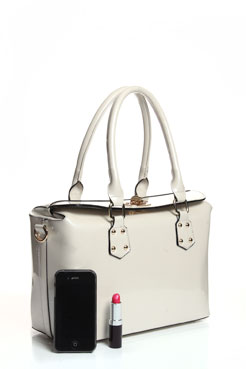 Boohoo Victoria Patent Top Handle Grab Bag