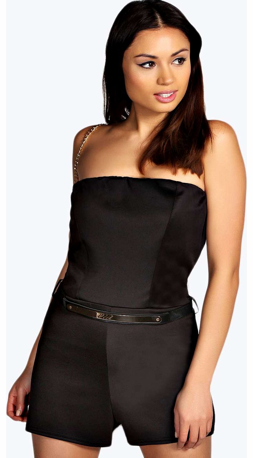 Viola Clean Cut Bandeau Gold Belt Playsuit -