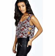 boohoo Violet Printed Strappy Side Cami - multi azz20446