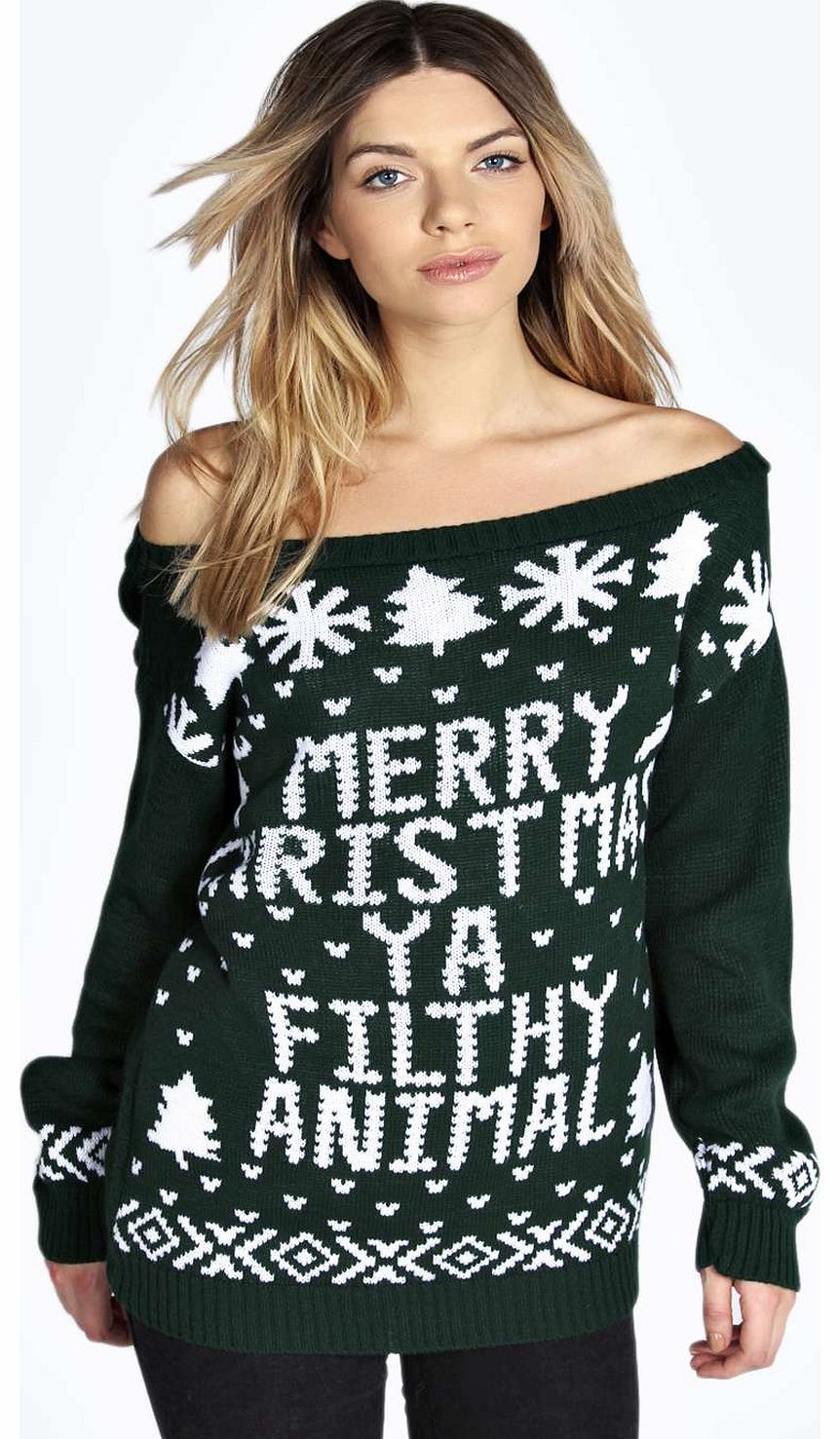Violet Slash Neck Filthy Animal Jumper - bottle