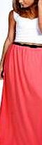 boohoo Viscose Jersey Belted Maxi Skirt - coral azz33313