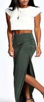 boohoo Viscose Maxi Skirt - khaki azz51259