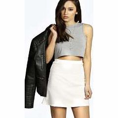 boohoo Waffle A Line Mini Skirt - ivory azz10186