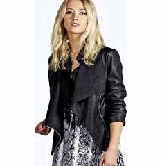 boohoo Waterfall Faux Leather Jacket - black azz20666
