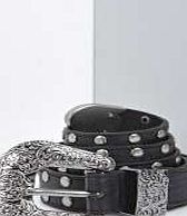 boohoo Western Detail Stud Belt - black azz04456