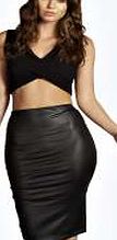 boohoo Wet look Midi Skirt - black azz07441