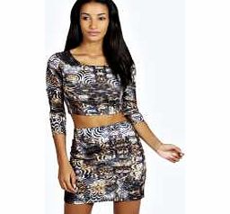 boohoo Wild Thing Printed Bodycon Mini Skirt - multi