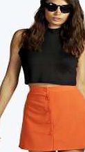 boohoo Woven A Line Button Through Mini Skirt - orange