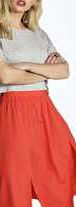 boohoo Woven Front Split Circle Midi Skirt - tomato