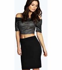boohoo Woven Work Wear Midi Skirt - black azz12815