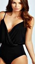 boohoo Wrap Front Bodysuit - black azz31016
