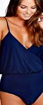 boohoo Wrap Front Bodysuit - navy azz31016
