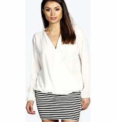 boohoo Wrap Front Woven Blouse - cream azz14186