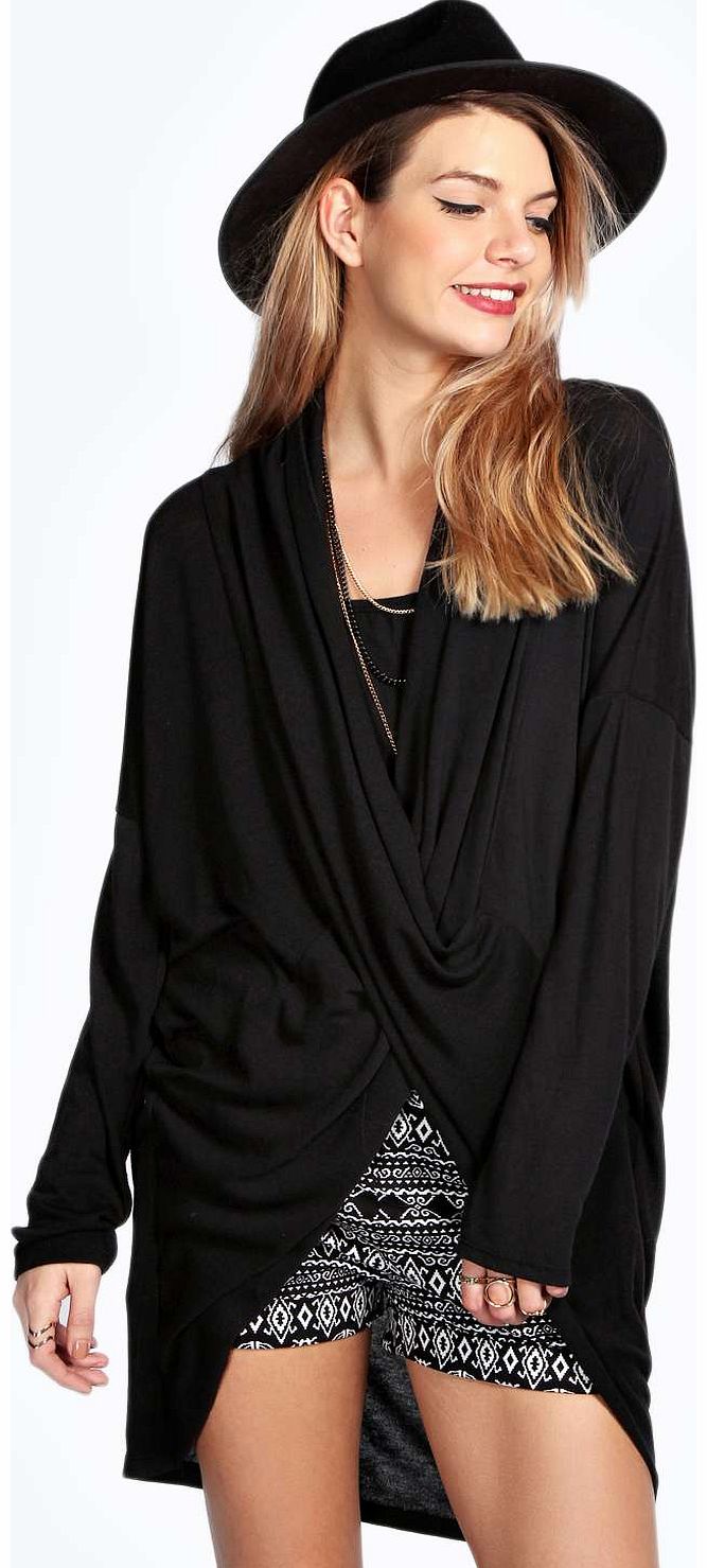 boohoo Xenia Twist Front Jumper - black azz14896
