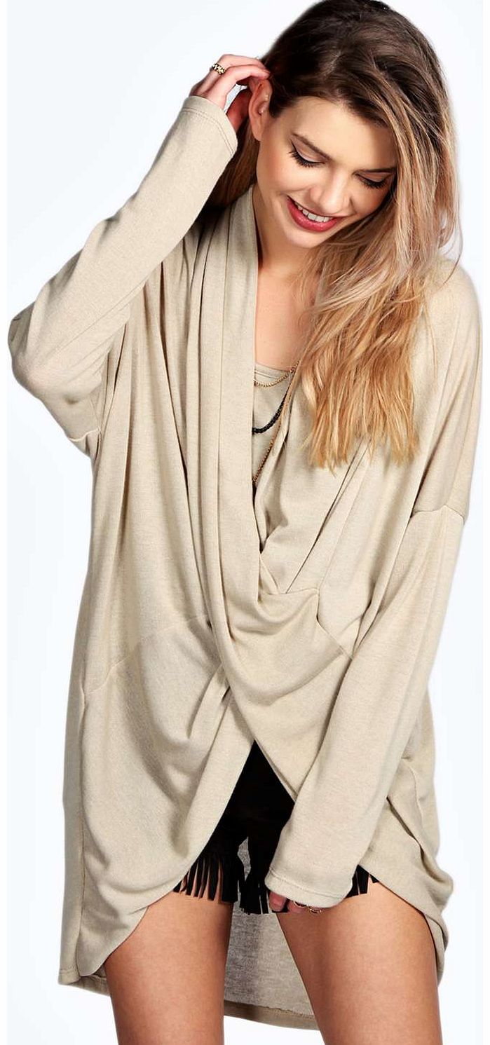 boohoo Xenia Twist Front Jumper - stone azz14896