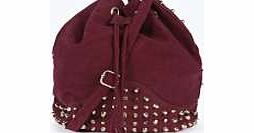 Zara Stud Bottom Duffle Bag - berry azz19786