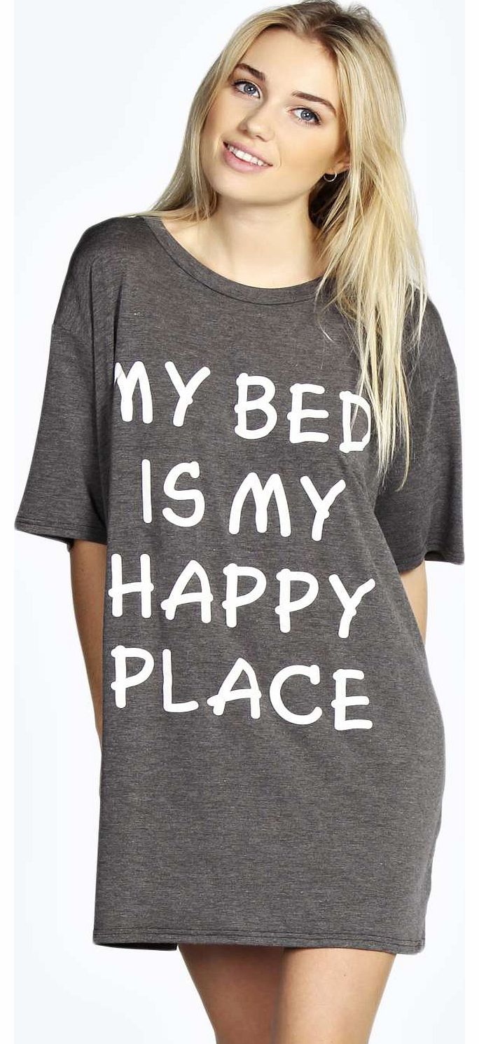 boohoo Zena Oversized Tshirt Night Dress - charcoal