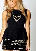 boohoo Zig Zag Foil Mini Skirt - black azz60636