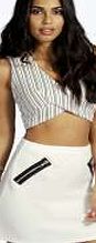 boohoo Zip Detail A Line Mini Skirt - ivory azz06973