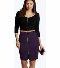 boohoo Zip Front Pencil Skirt - plum azz13356