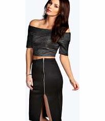 boohoo Zip Side Pencil Midi Skirt - black azz13357