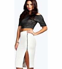 boohoo Zip Side Pencil Midi Skirt - ivory azz13357