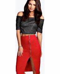 boohoo Zip Side Pencil Midi Skirt - red azz13357