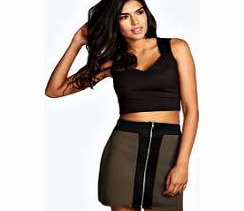 boohoo Zip Through Mini Skirt - khaki azz14214