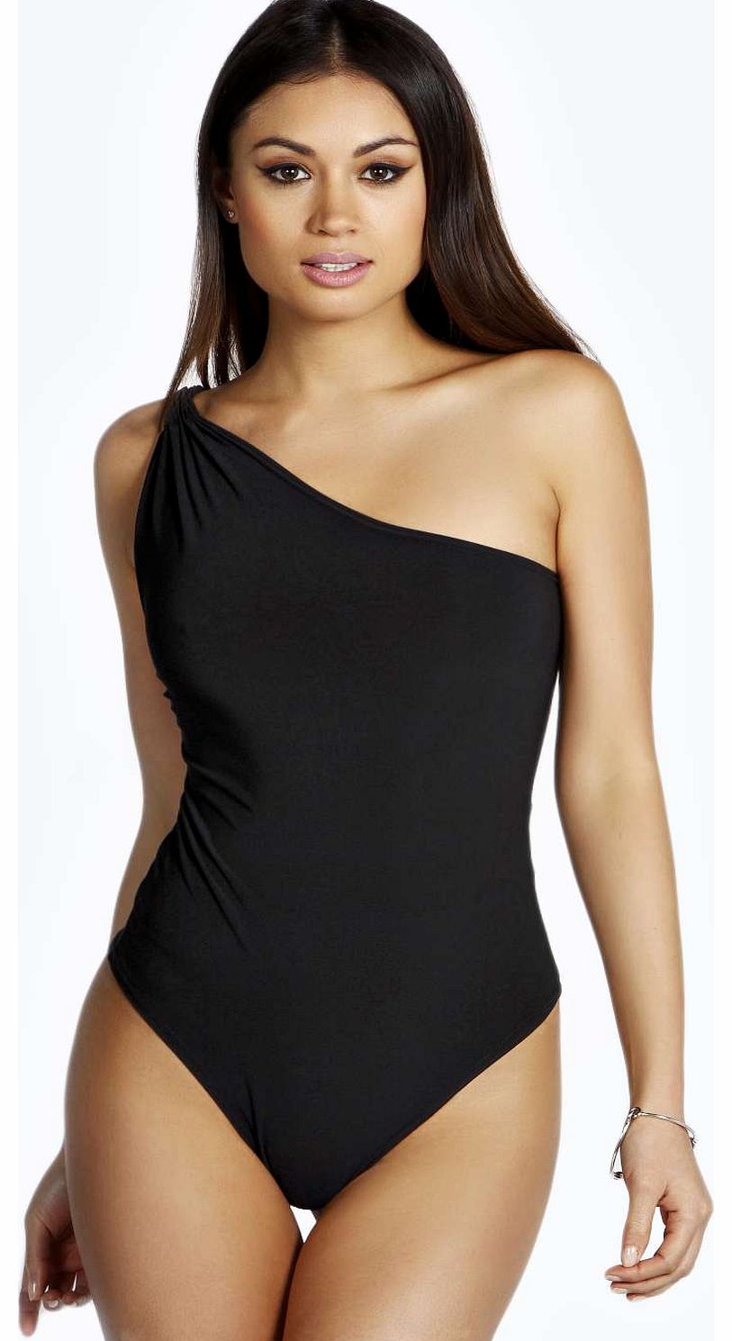 boohoo Zoe Twist Sleeve Bodysuit - black azz15816
