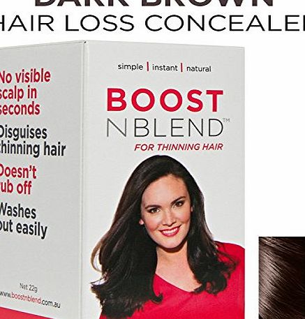 BOOSTnBLEND Dark Brown Hair Loss Scalp Concealer for Women with thinning hair. Cover up Visible Scalp with the BEST female hair loss treatment 22g