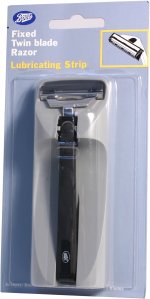 Fixed Twin Blade Razor Handle and 3 Blades