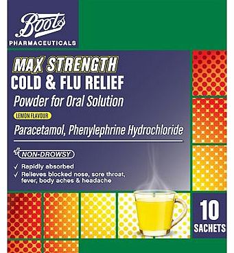 Boots Max Strength Cold & Flu Relief Lemon