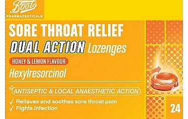 Boots Pharmaceuticals Boots Sore Throat Relief Dual Action Lozenges