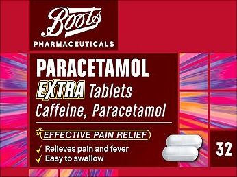 Boots Pharmaceuticals, 2041[^]10043827 Paracetamol Extra Tablets