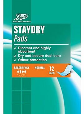 Boots Pharmaceuticals Staydry Normal Pads (12