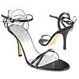 Black Strappy High-heel Leather Sandal Shoes