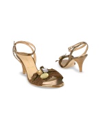 Borgo degli Ulivi Brown Crochet Metallic Leather Ankle-wrap Sandal