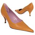 Caramel Calfskin Leather Pointy Pump Shoes