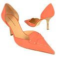 Coral Croco-embossed Leather d`rsay Pump Shoes