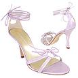 Lilac Lizard-embossed Leather Ankle-Wrap Sandal Shoes