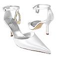 Pure White Satin Evening Pump Shoes w/ Stingray Pendant