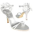 Silver Strappy High-heel Leather Sandal Shoes