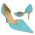 Sky Blue Croco-embossed Leather d`rsay Pump Shoes