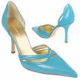 Turquoise Smooth Leather Cut-out d`rsay Pump Shoes