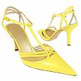 Yellow Cut-out Kidskin Leather T-strap Pump Shoes