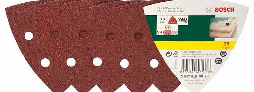 Bosch 2607019489 25 Piece Sanding Pad Set for Delta Sanders Grain: 80