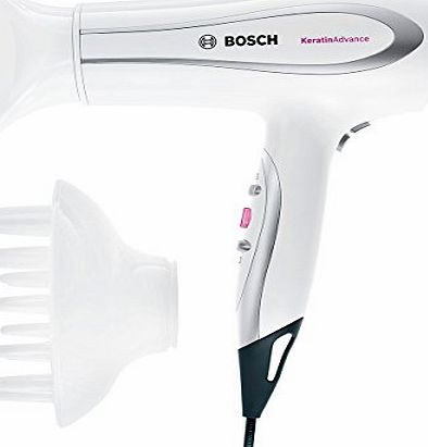 Bosch BrilliantCare Keratin Advance PHD5987 - hairdryer - white/silver