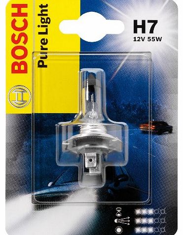 Bosch Car Light Bulb, H7 Pure Light, 12 V / 55 W